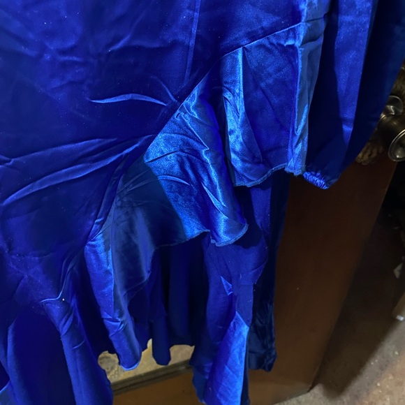SATIN Vibrant Blue Polyester Dress - Picture 3 of 8